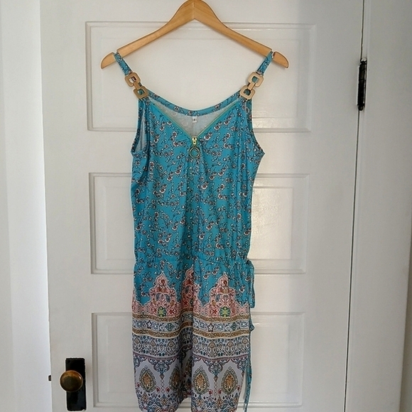 Etcyy Dress Summer Casual Swing Tank Beach Cover Up Blue Paisley - Picture 8 of 16